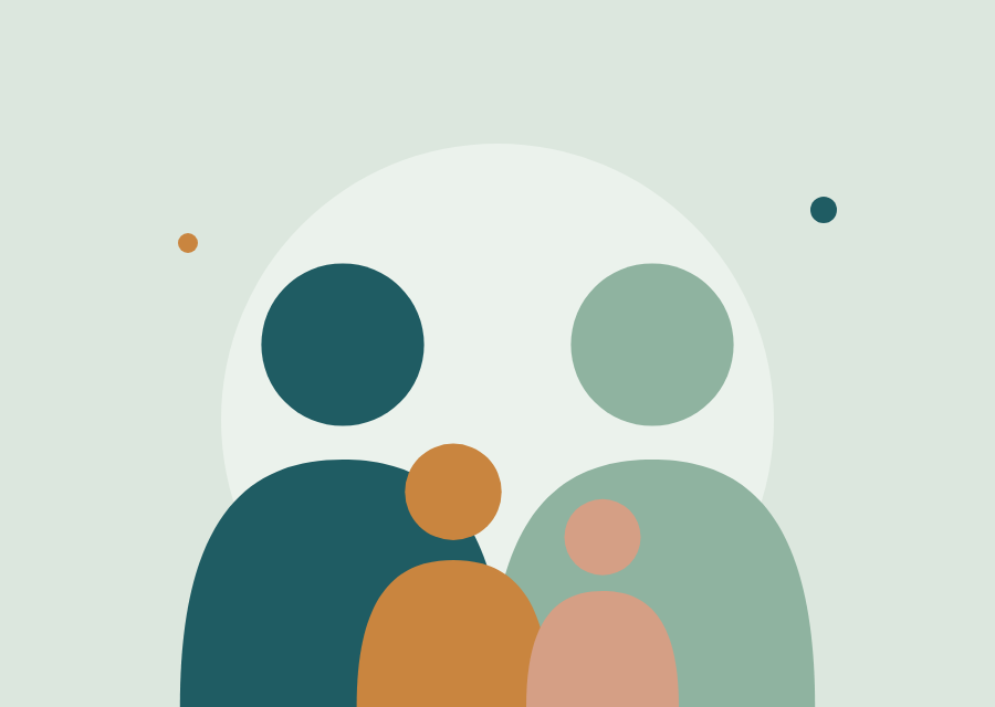 Deux adultes et deux enfants.
